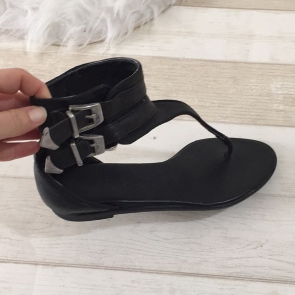 Zara leather string buckles black sandals - Picture 2 of 5
